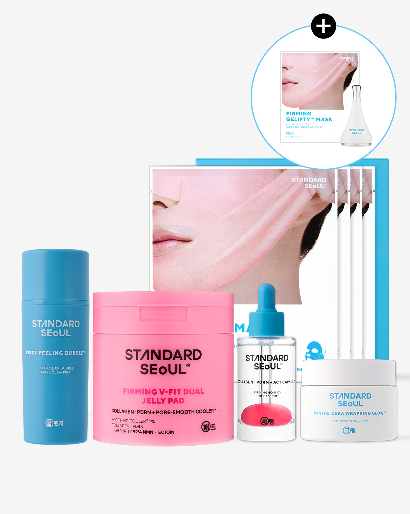 [5er + Geschenk] Bubble Cleanser & Jelly Pad & Booster Serum & Gel Cream & Gel Mask