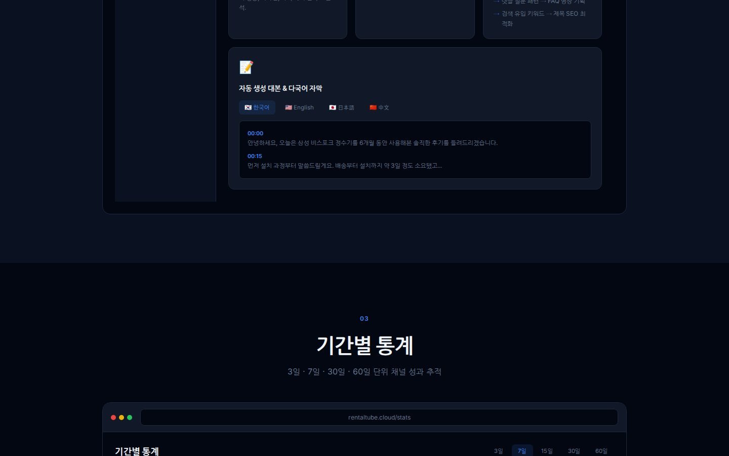다국어 자막 · 기간별 통계