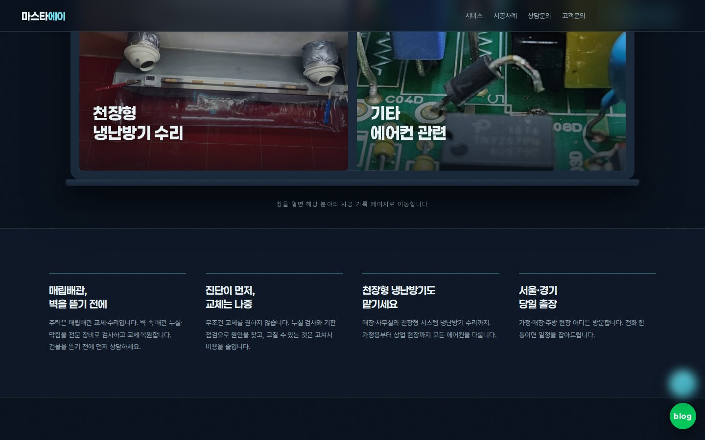 4개 분야 창문과 업무 안내