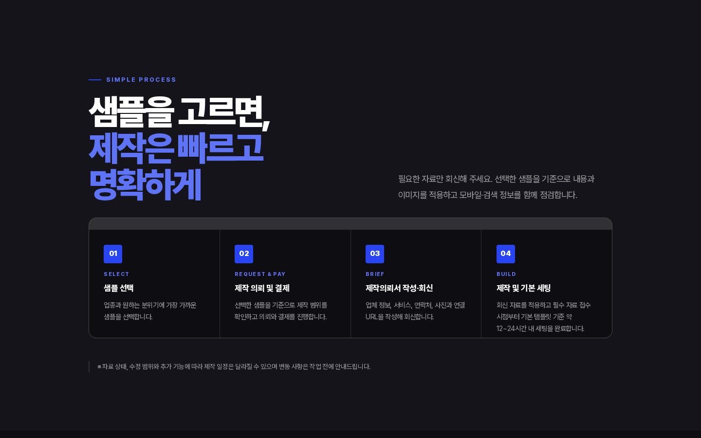 제작 과정 — 샘플 선택부터 4단계