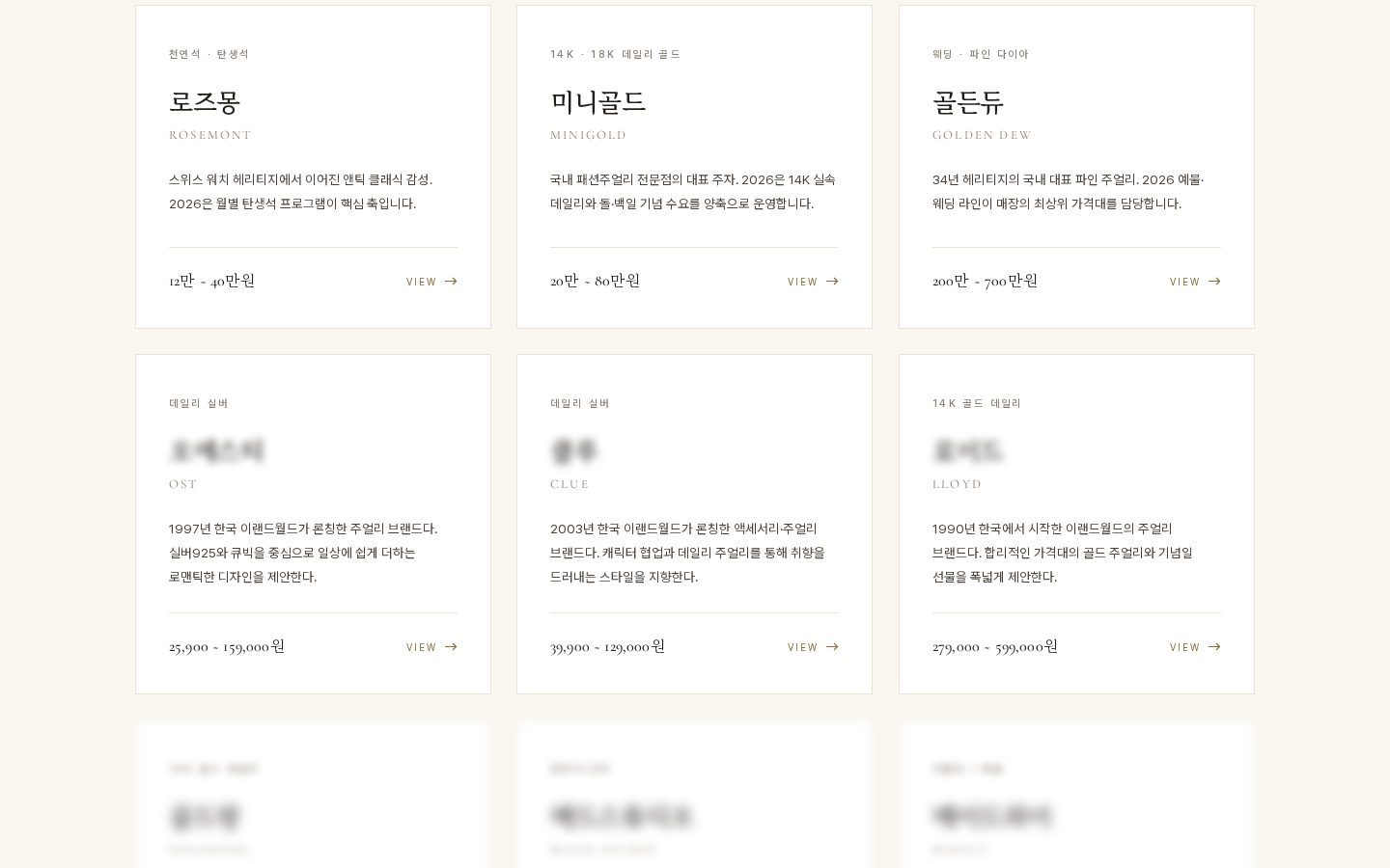 브랜드 목록 — 가격대·상세 링크